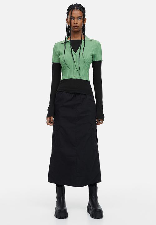 H&M - Collared rib-knit top - green