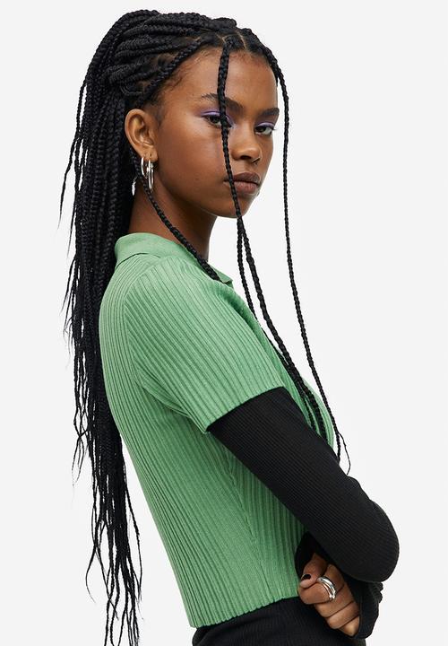 H&M - Collared rib-knit top - green