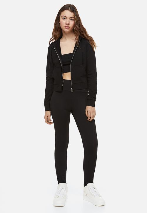 H&M - Fitted zip-through hoodie - black