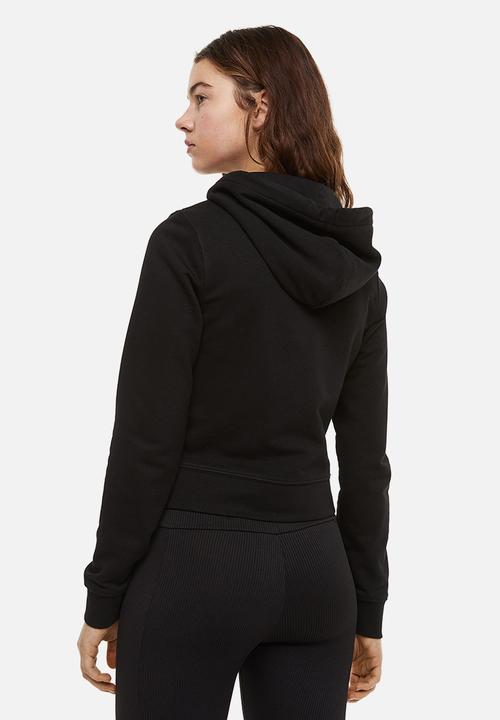 H&M - Fitted zip-through hoodie - black