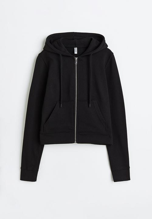 H&M - Fitted zip-through hoodie - black