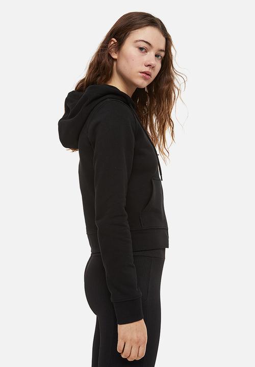 H&M - Fitted zip-through hoodie - black