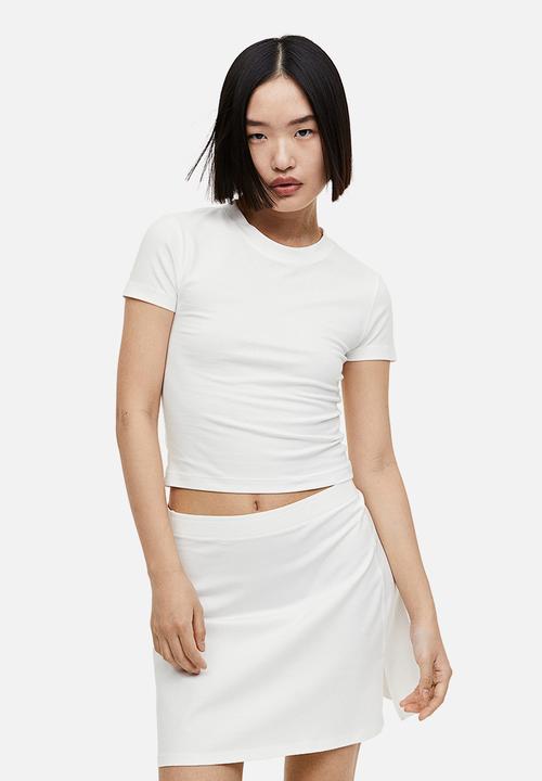 H&M - 2-Pack cropped T-shirts - black & white
