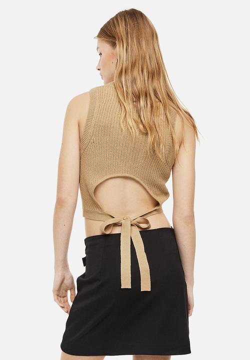 H&M - Tie-detail sweater vest - beige