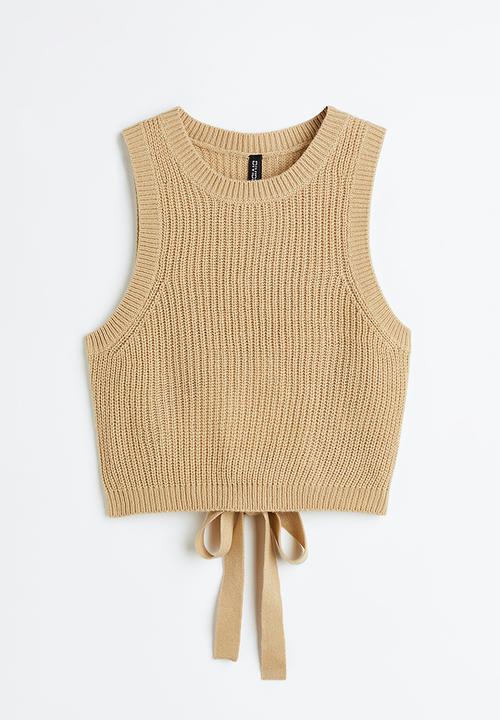 H&M - Tie-detail sweater vest - beige