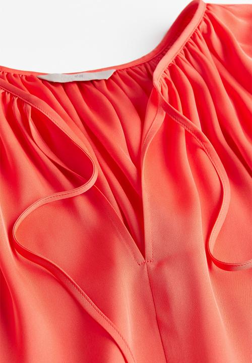 H&M - Oversized tie-top blouse - coral 