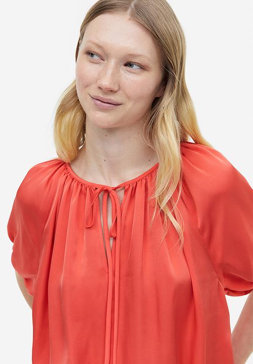 H&M - Oversized tie-top blouse - coral 