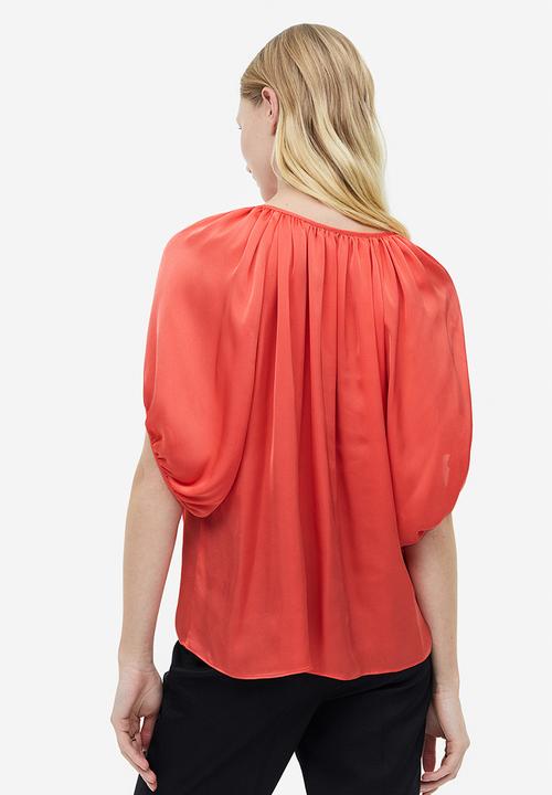 H&M - Oversized tie-top blouse - coral 