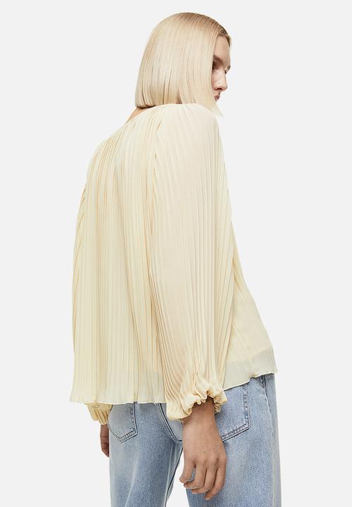 H&M - Pleated blouse - light beige