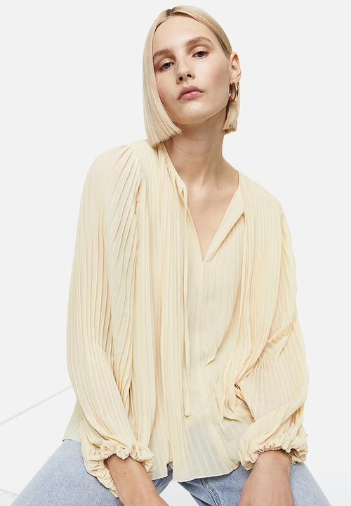 H&M - Pleated blouse - light beige