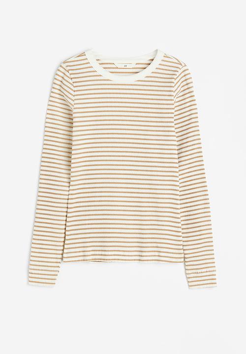 H&M - Ribbed top - white/beige striped