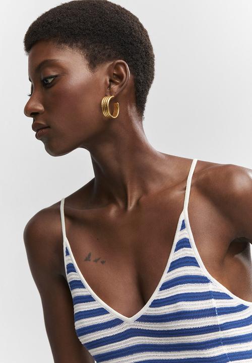 MANGO - Dress huge - blue stripe
