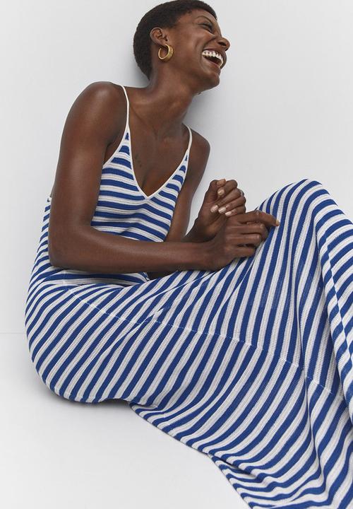 MANGO - Dress huge - blue stripe