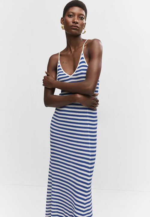 MANGO - Dress huge - blue stripe
