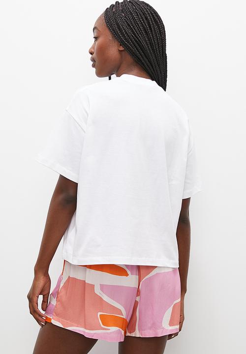 Blake - Woven short & sleep print tee set -  orange/pink abstract 