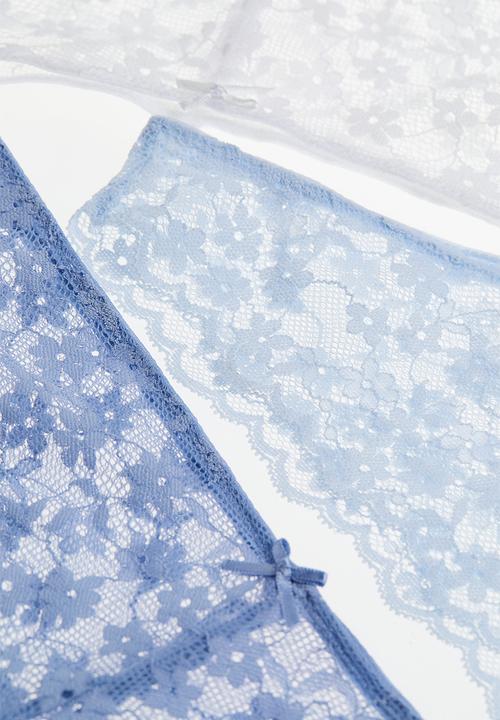 H&M - 3-pack lace brazilian briefs - blue,white