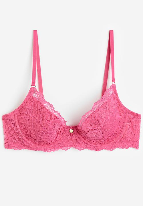 H&M - Padded underwired lace bra - pink