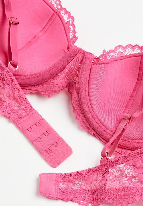 H&M - Padded underwired lace bra - pink