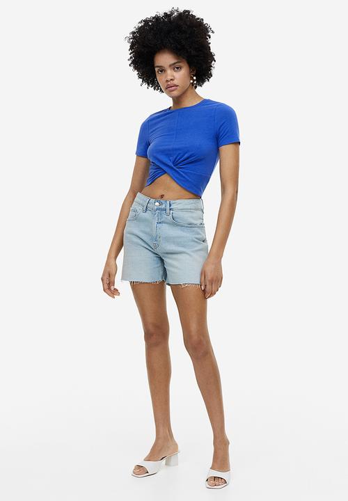 H&M - Wrap-detail jersey top - bright blue