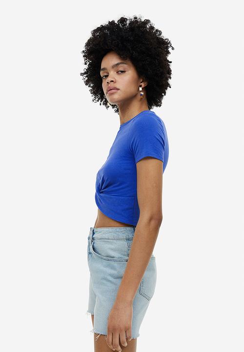 H&M - Wrap-detail jersey top - bright blue