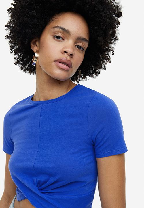 H&M - Wrap-detail jersey top - bright blue