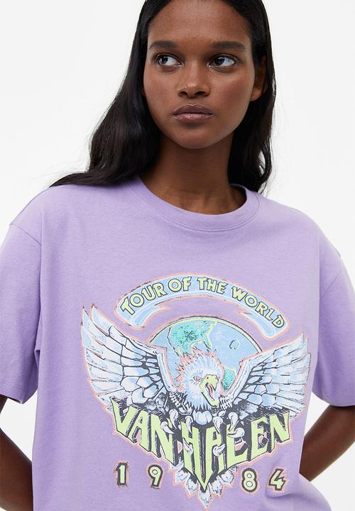 H&M - Oversized printed t-shirt - light purple/van halen