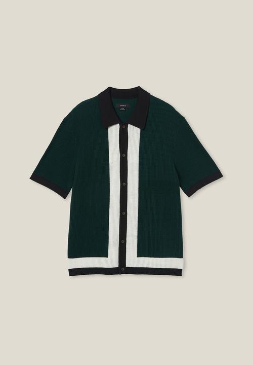 Cotton On - Pablo short sleeve shirt - green border