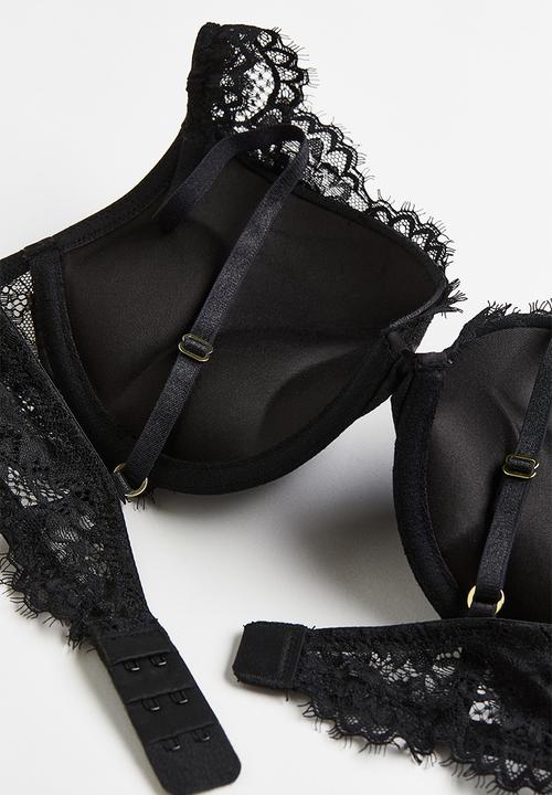 H&M - Lace super push-up bra - black
