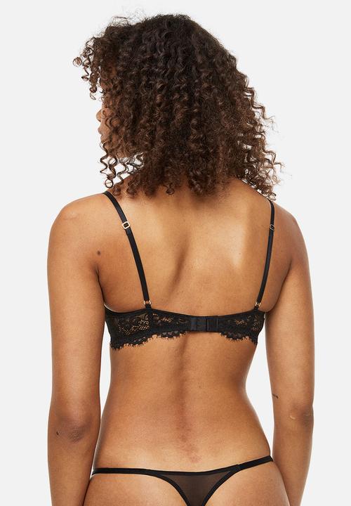 H&M - Lace super push-up bra - black