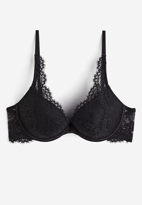 H&M - Lace super push-up bra - black