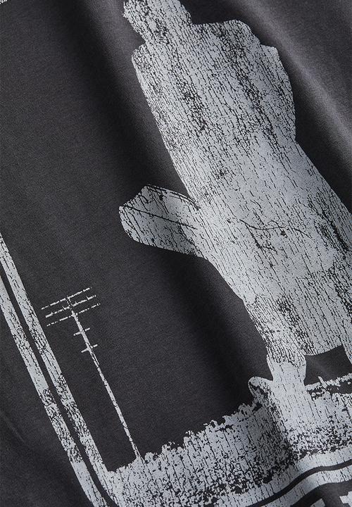 H&M - Oversized printed t-shirt - dark grey/johnny cash
