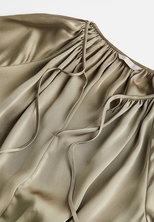 H&M - Oversized tie-top blouse - khaki green