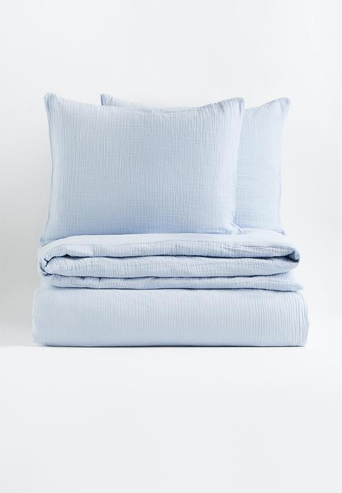 H&M - Muslin double/king duvet cover set - light blue 