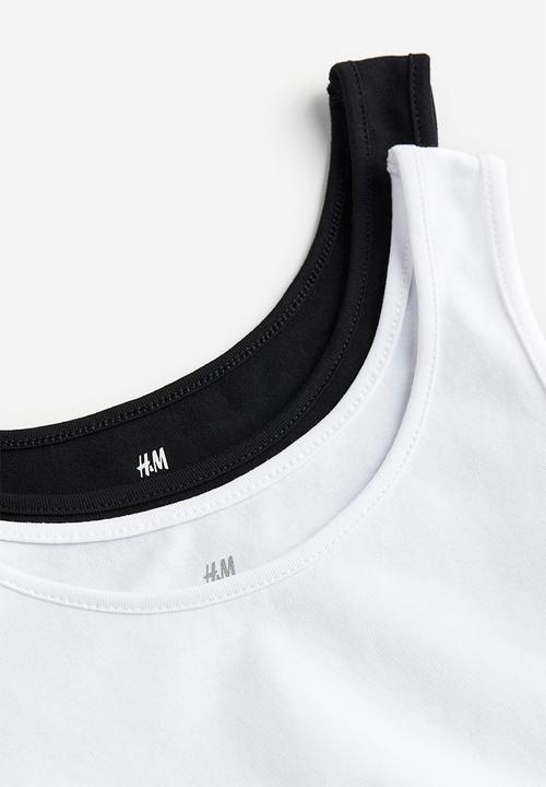 H&M - 2-pack vest tops - white/black