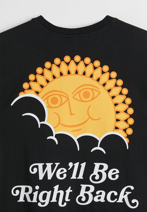 H&M - Relaxed fit printed T-shirt - black/sun 