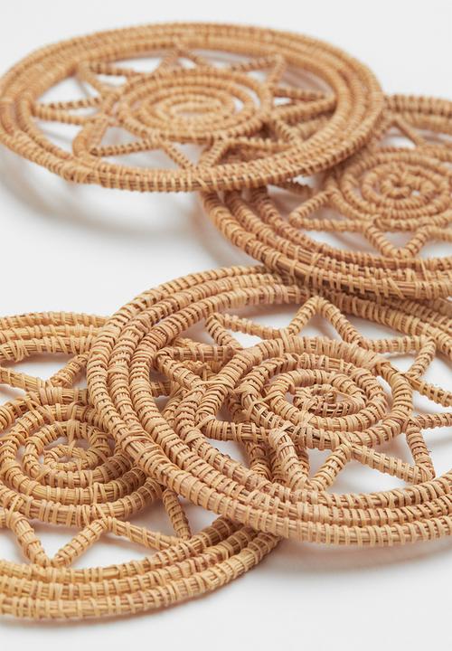 H&M - 4-pack straw coasters - beige