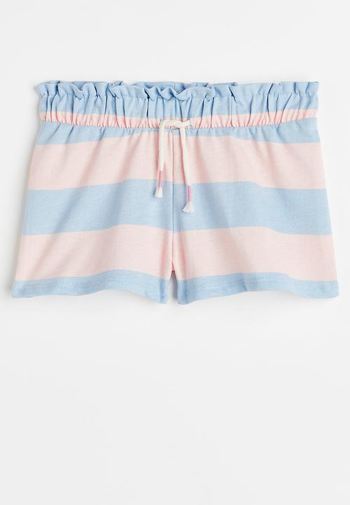 H&M - Cotton pull-on shorts - light blue/striped