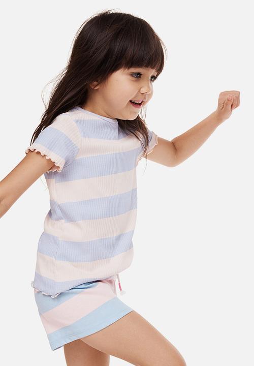 H&M - Cotton pull-on shorts - light blue/striped