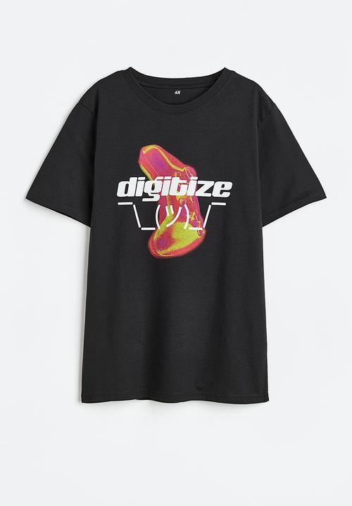 H&M - Printed cotton t-shirt - black/digitize