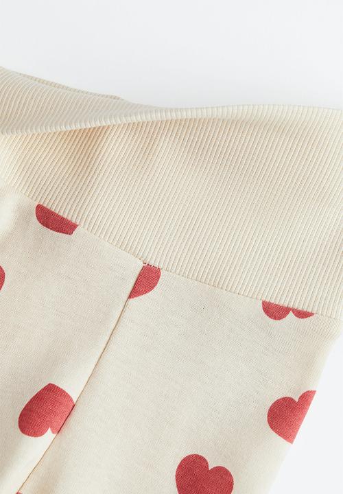 H&M - 2-Piece cotton jersey set - light beige/hearts
