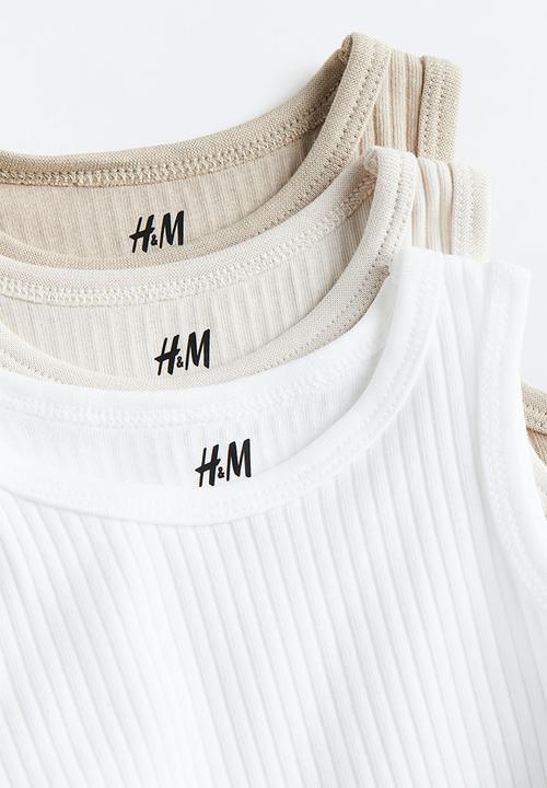 H&M - 3-Pack sleeveless bodysuits - beige/white