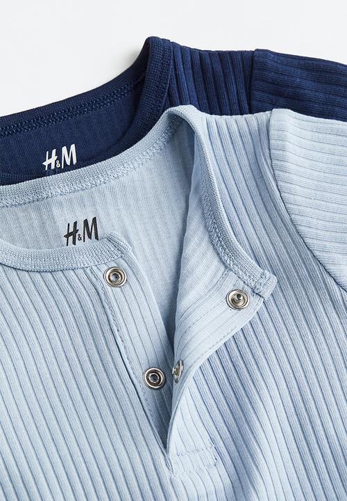 H&M - 2-Pack henley bodysuits - dark blue/light blue