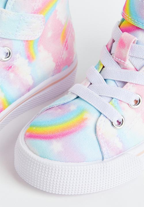 H&M - Canvas hi-top trainers - light pink/rainbows