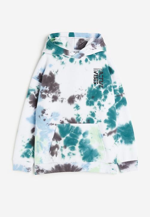 H&M - Oversized printed hoodie - white/tie-dye