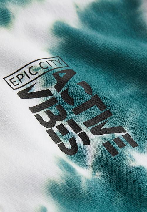 H&M - Oversized printed hoodie - white/tie-dye