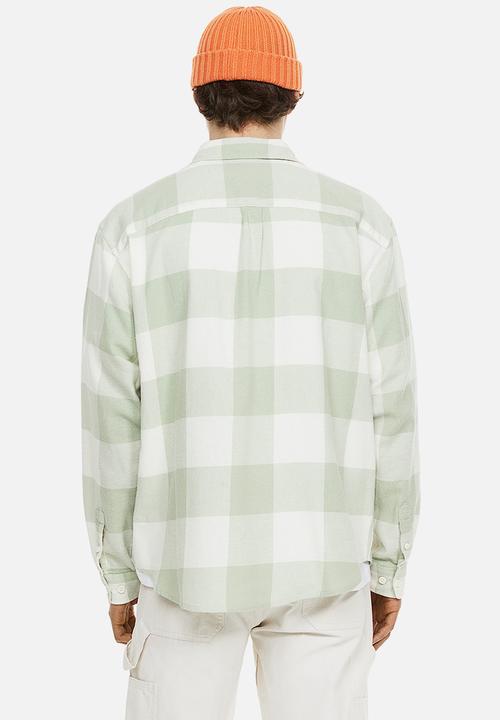 H&M - Relaxed fit flannel shirt - green/white checked