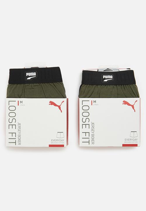 PUMA - Loose fit jersey boxer 2 pack - forest 