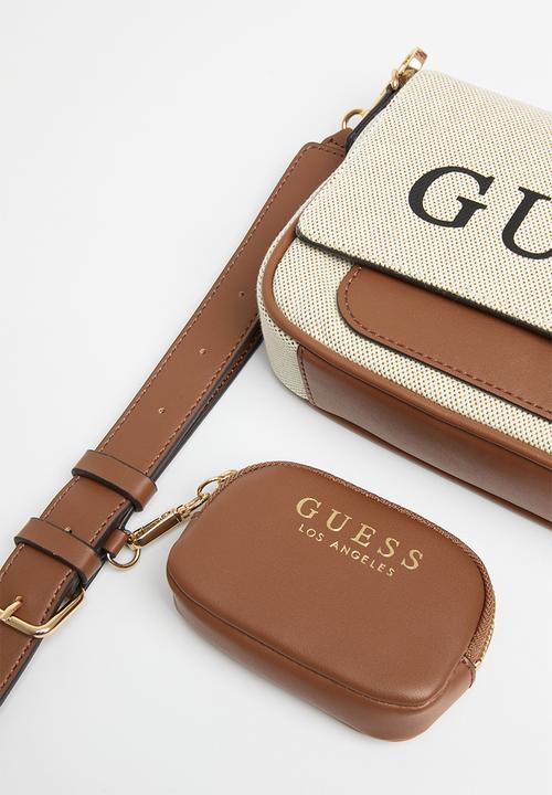 GUESS - Gelber mini crossbody flap - canvas