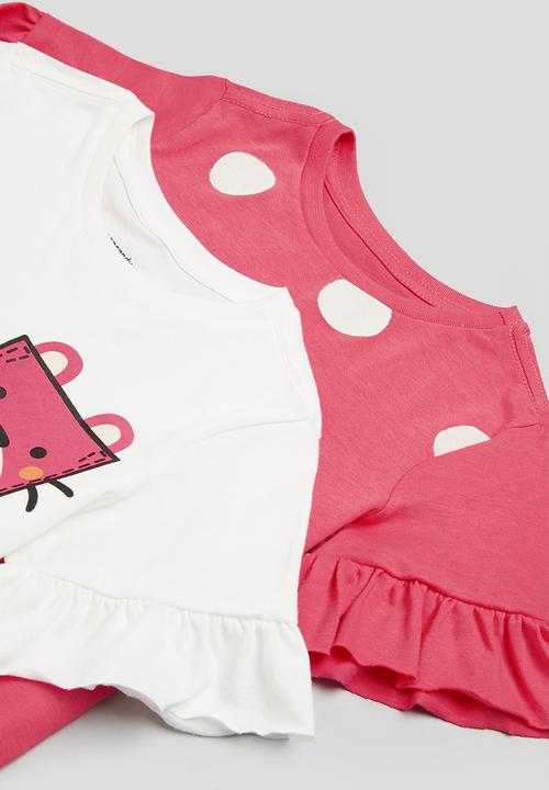Pop Candy - 2 Pack printed tees - pink / milk