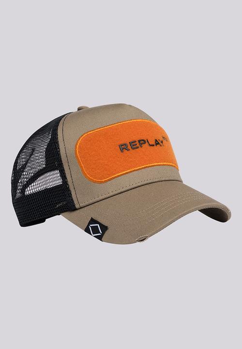 Replay - Washed mesh peak cap - khaki green